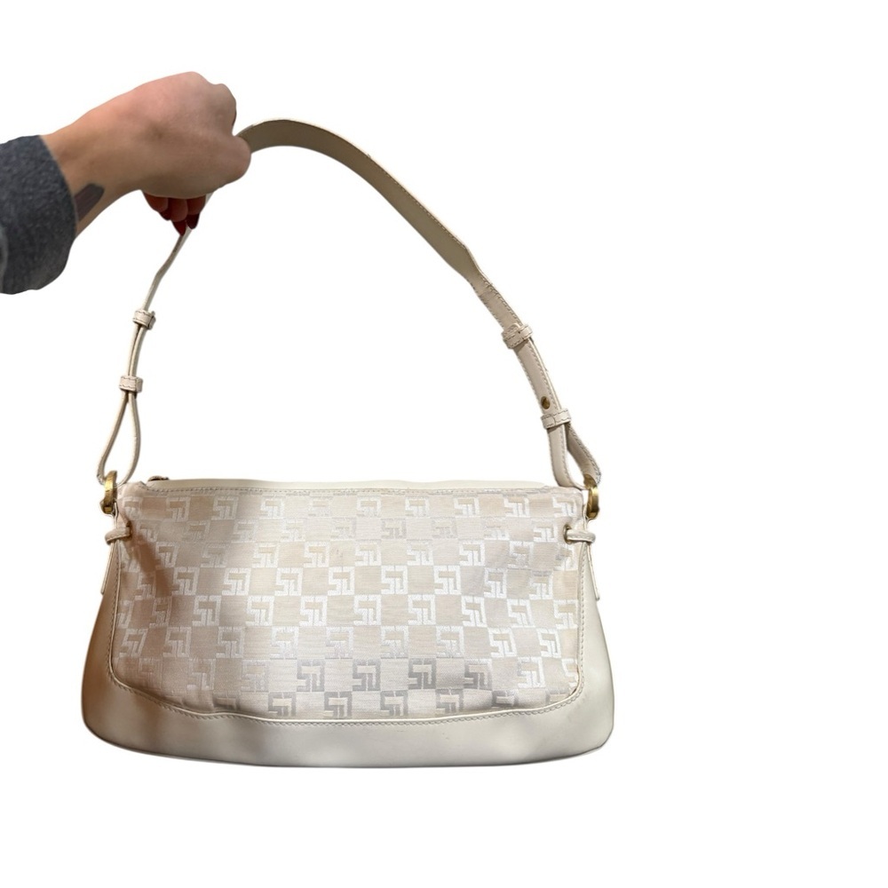 🔻St. John Ivory Logo Jacquard Baguette Shoulder Bag Y2K Made in Italy - Picture 4 of 11